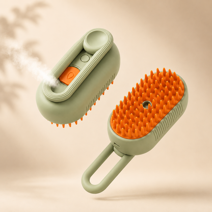Pawzzle - 3-in-1 Electric Pet Grooming Brush with Steam Function for Cats and Dogs - Hair Removal, Massage, and Spray Comb