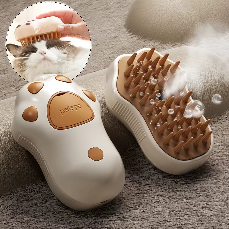 Pawzzle - 3-in-1 Electric Pet Grooming Brush with Steam Function for Cats and Dogs - Hair Removal, Massage, and Spray Comb